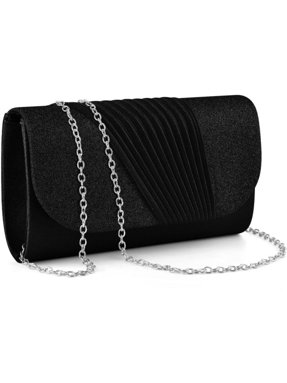 Women F Black Clutch Purse Elegant Envelope Crossbody Shoulder Evening Bag